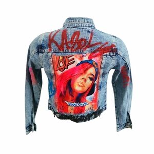 Karol G Bichota Love Graffiti Rare Custom Made Blue Denim Diestrell Jacket Graff